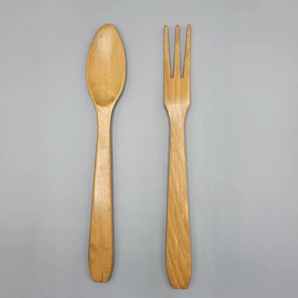 Made in Japan Wooden Spoon And Fork Set Solid Wood Utensils #2